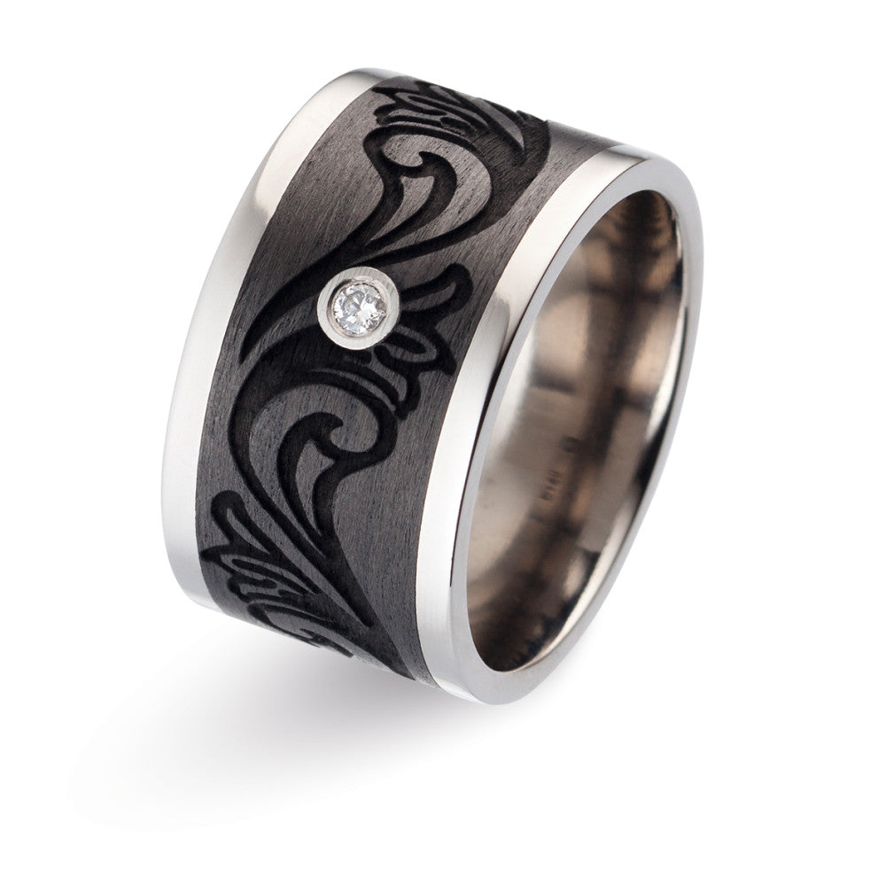 Ring Titanium, Carbon Diamant 0.03 ct, w-si