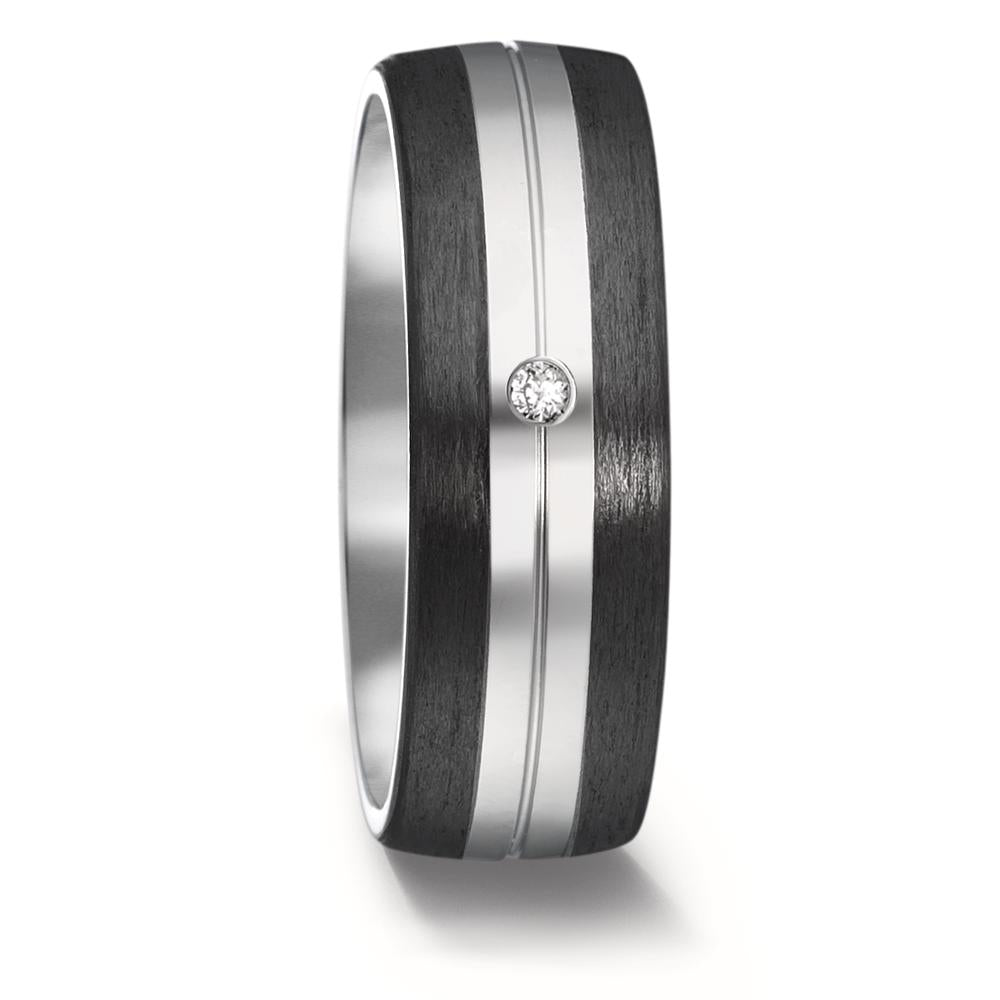 Partnerring Titanium, Carbon Diamant 0.03 ct, w-si