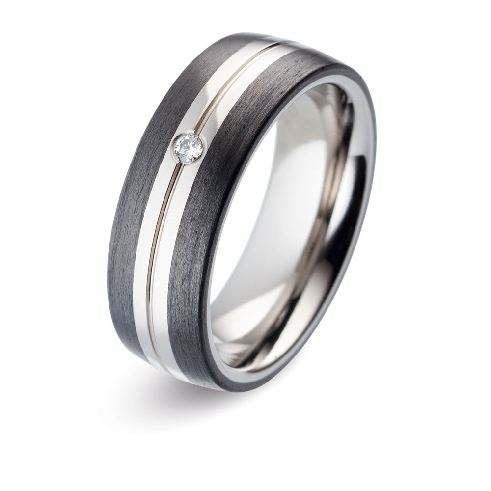 Partnerring Titan, Carbon Diamant 0.03 ct, w-si