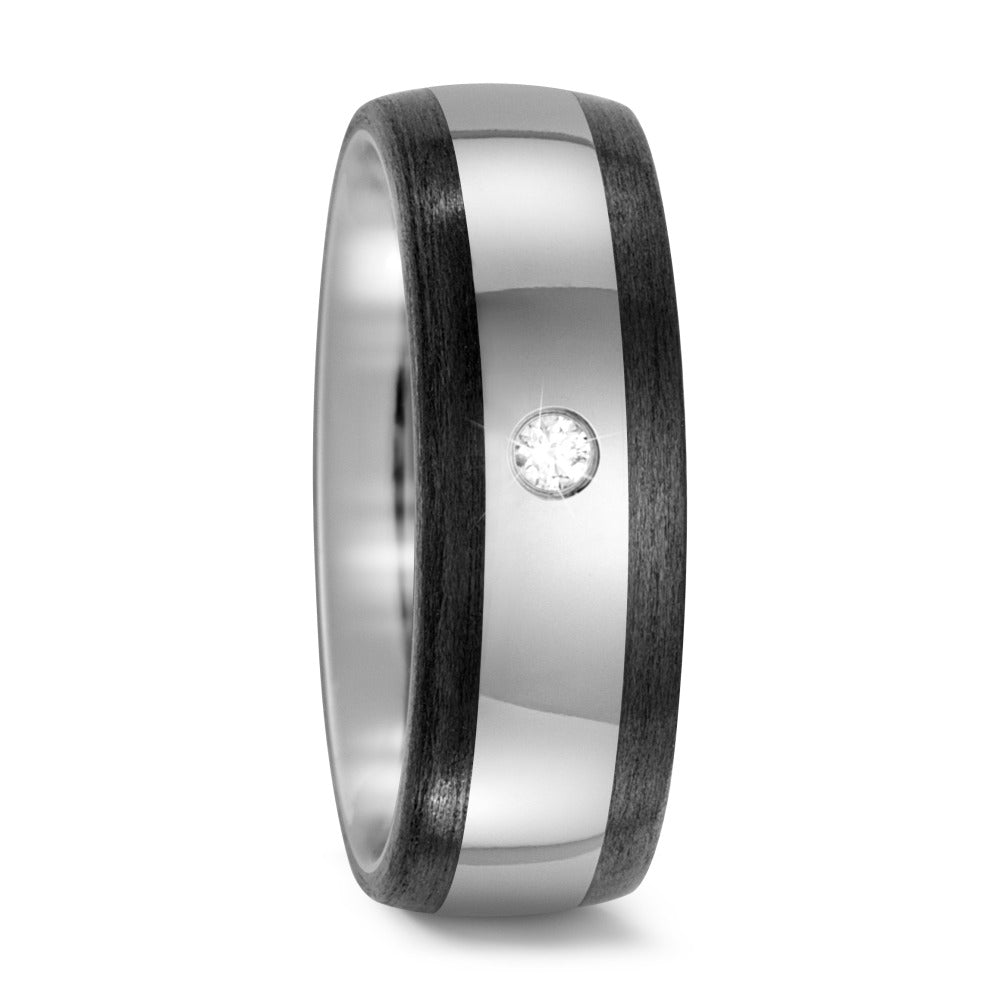 Partnerring Titanium, Carbon Diamant 0.03 ct, w-si