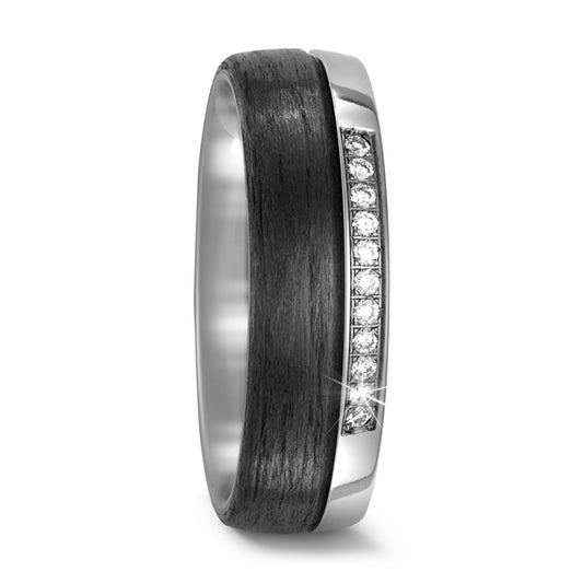 Partnerring Titanium, Carbon Diamant 0.11 ct, 11 Steen, w-si