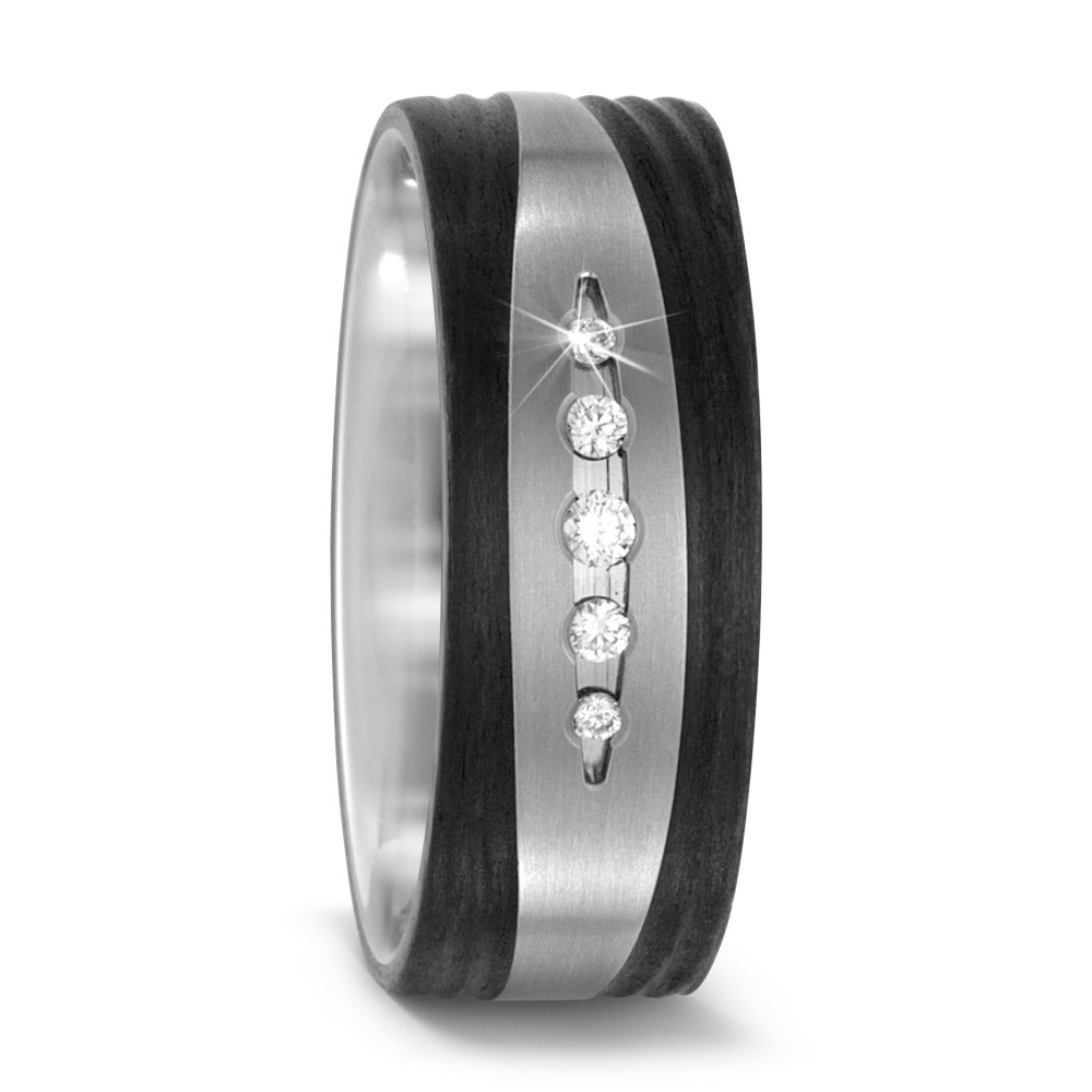 Partnerring Titan, Carbon Diamant 0.09 ct, 5 Steine, w-si