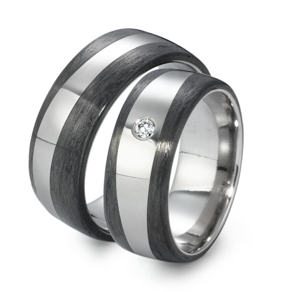 Partnerring Titanium, Carbon Diamant 0.05 ct, w-si