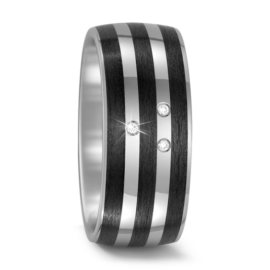 Partnerring Titan, Carbon Diamant 0.03 ct, 3 Steine, w-si