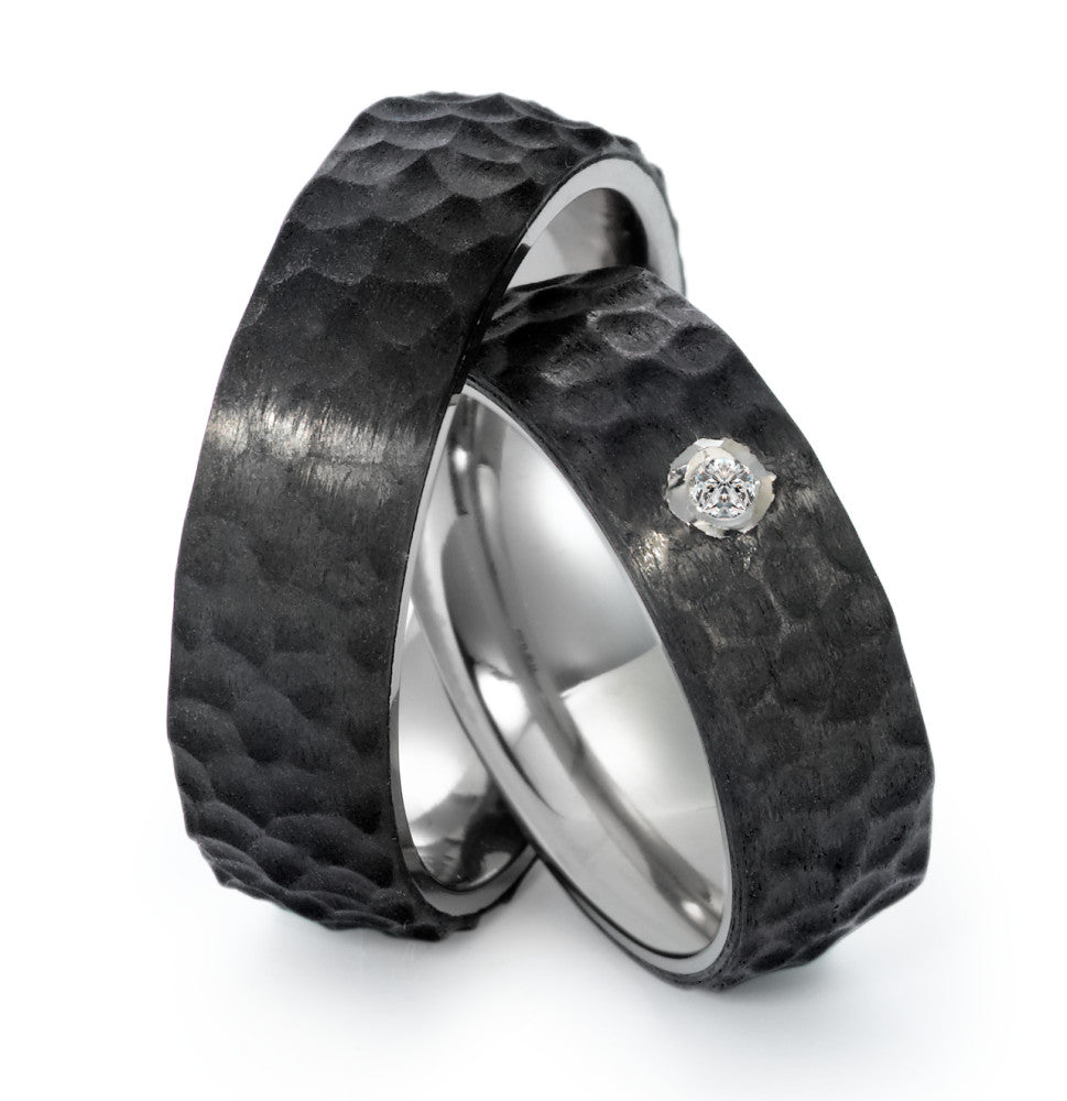 Partnerring Titanium, Carbon Diamant 0.03 ct, w-si