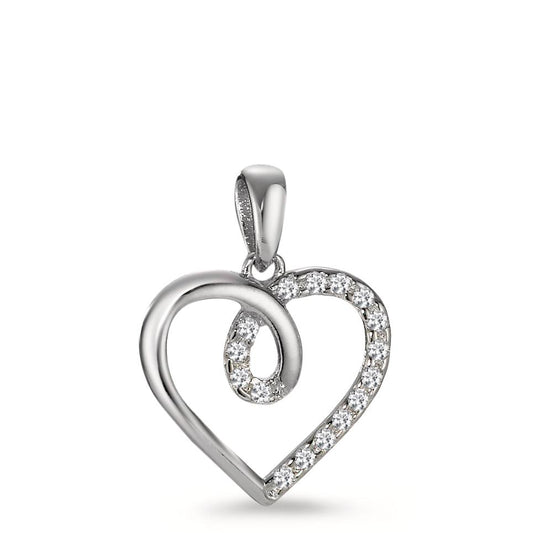 Pendentif Argent Zircone 16 Pierres Rhodié Coeur