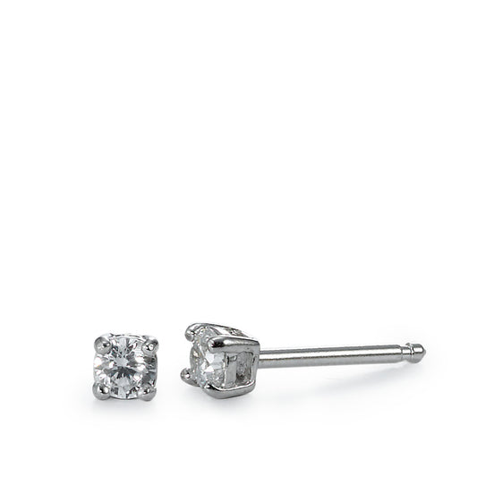 Clous d'oreilles Argent Zircone 2 Pierres Rhodié Ø3 mm