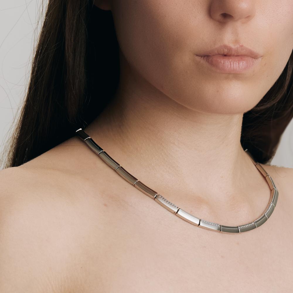 Collier Roestvrijstaal Zirkonia 42-45 cm