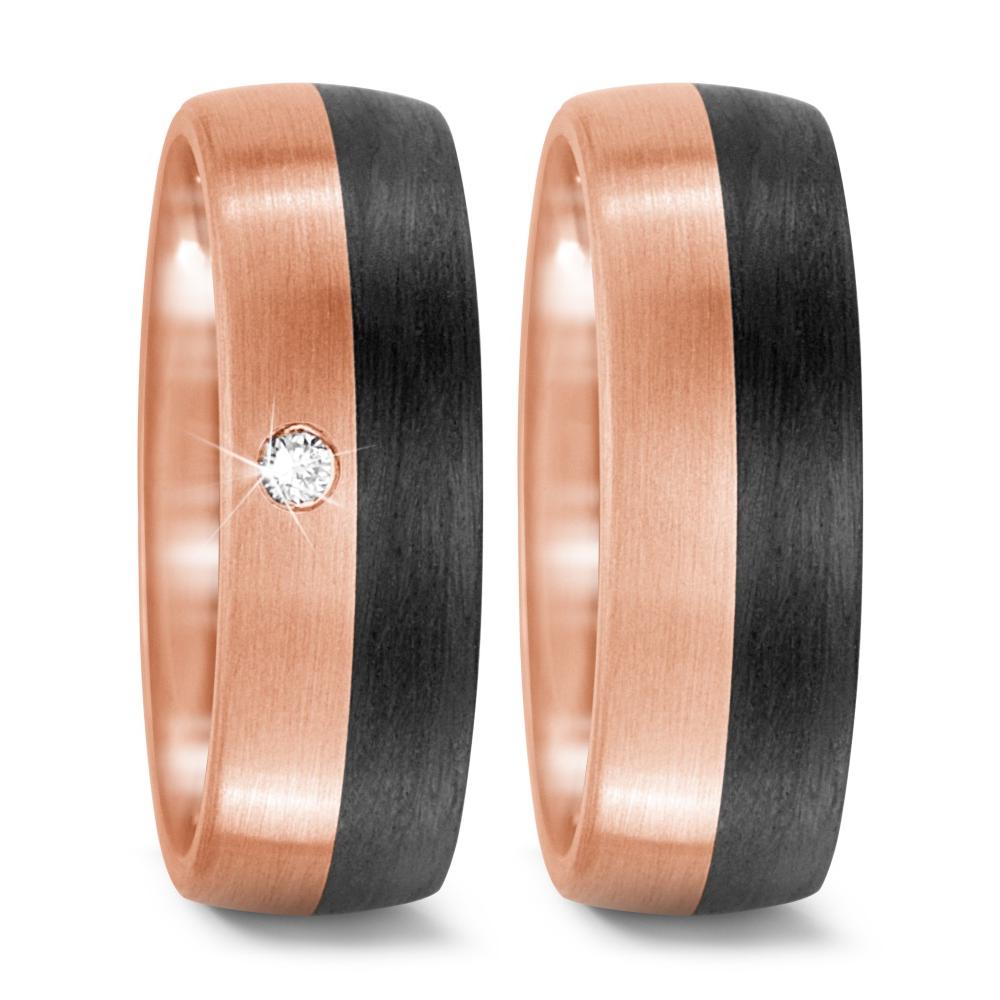 Partnerring 750/18K roségoud, Carbon