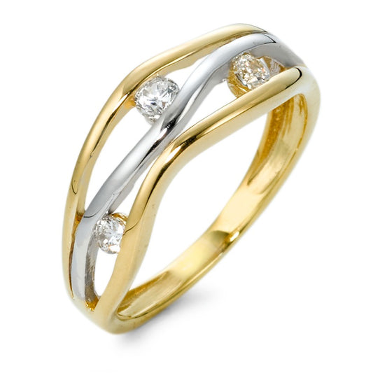 Ring 375/9K geel goud Zirkonia 3 Steen