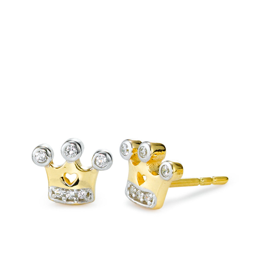 Clous d'oreilles Or jaune 9K Zircone 12 Pierres Couronne