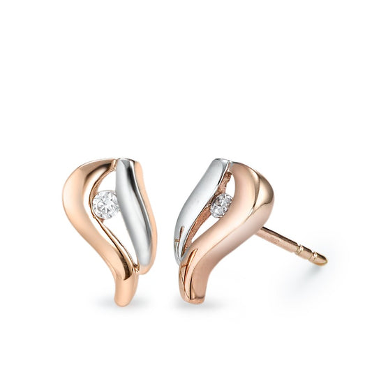 Clous d'oreilles Or rose 9K Zircone 2 Pierres