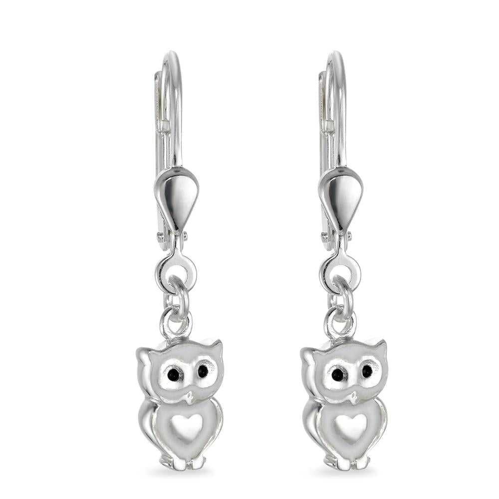 Pendant d'oreilles Argent Laqué Hibou