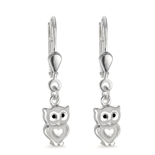 Pendant d'oreilles Argent Laqué Hibou