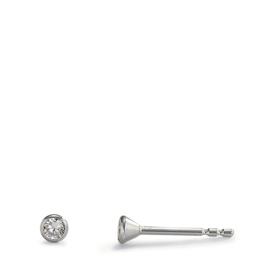 Clous d'oreilles Argent Zircone 2 Pierres Rhodié Ø3 mm