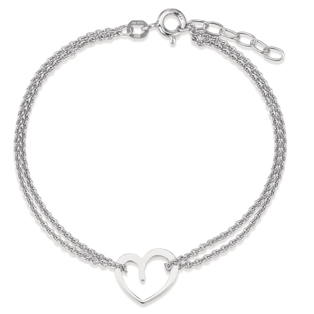 Bracelet Argent Rhodié Coeur 17-19 cm Ø12 mm