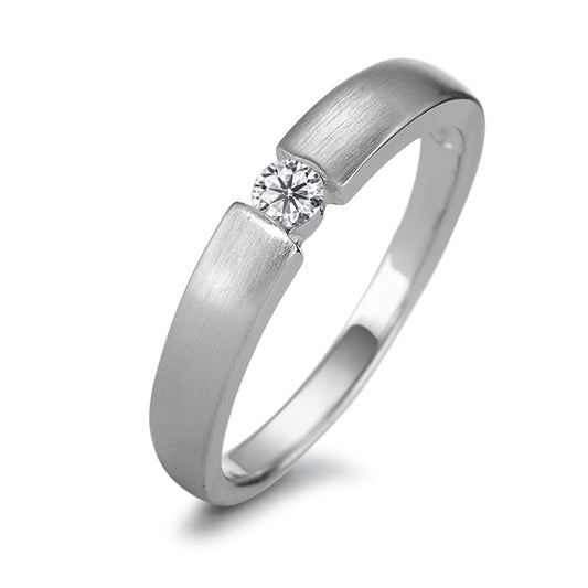 Bague solitaire Argent Zircone Rhodié