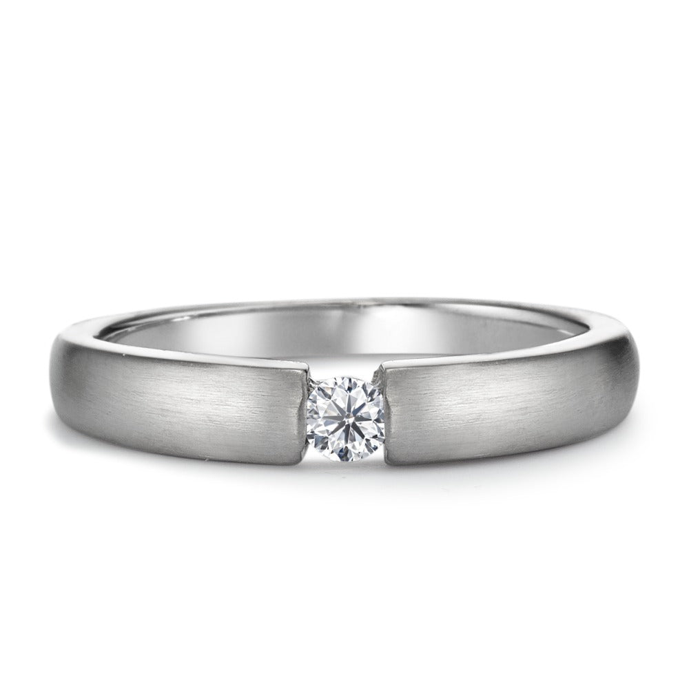 Solitaire ring Zilver Zirkonia Gerhodineerd