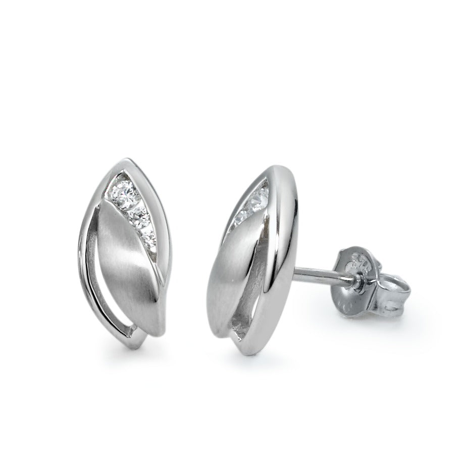 Clous d'oreilles Or blanc 9K Zircone 6 Pierres