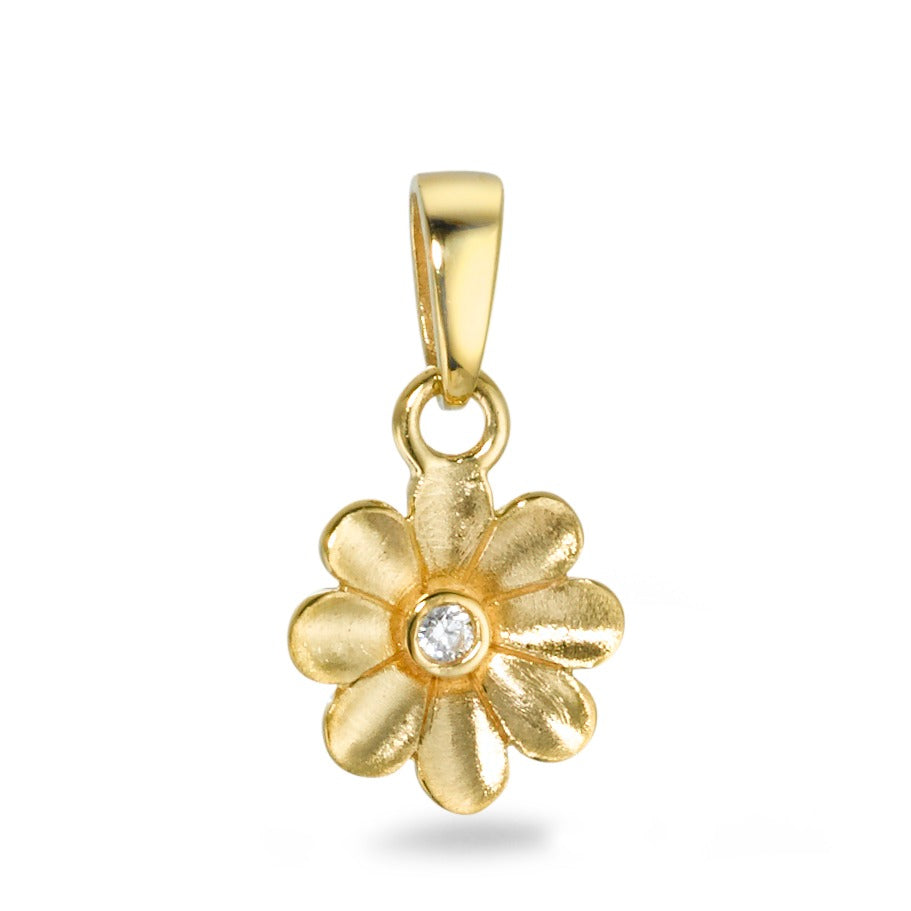 Anhänger 375/9 K Gelbgold Zirkonia Blume Ø8 mm