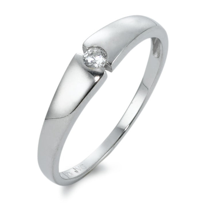 Solitaire ring 375/9 krt witgoud Zirkonia