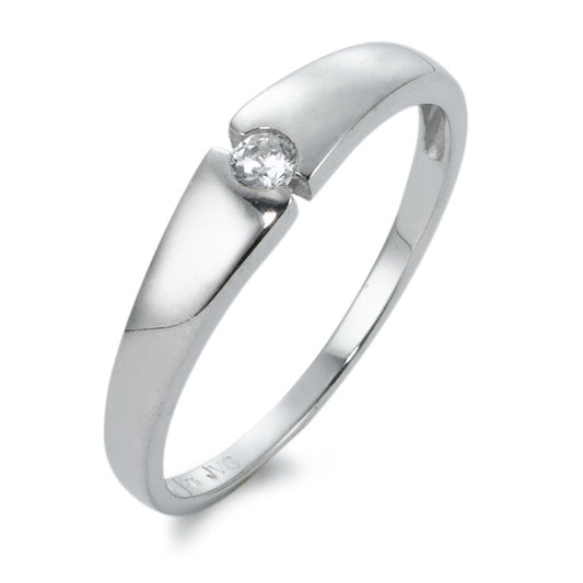 Bague solitaire Or blanc 9K Zircone