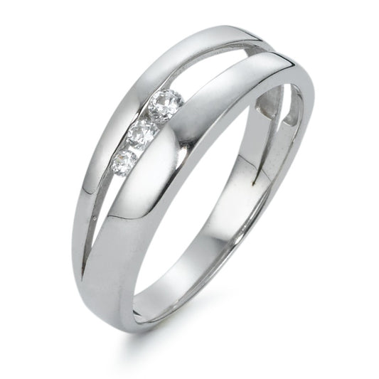 Fingerring 375/9 K Weissgold Zirkonia 3 Steine