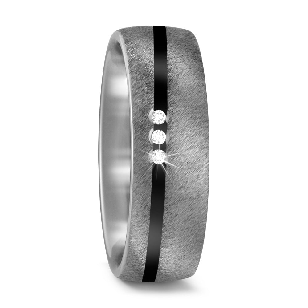 Partnerring Titan, Keramik Diamant 0.03 ct, 3 Steine, w-si