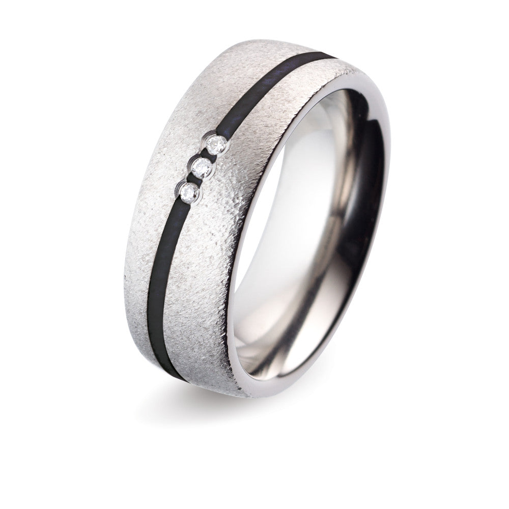 Partnerring Titan, Keramik Diamant 0.03 ct, 3 Steine, w-si