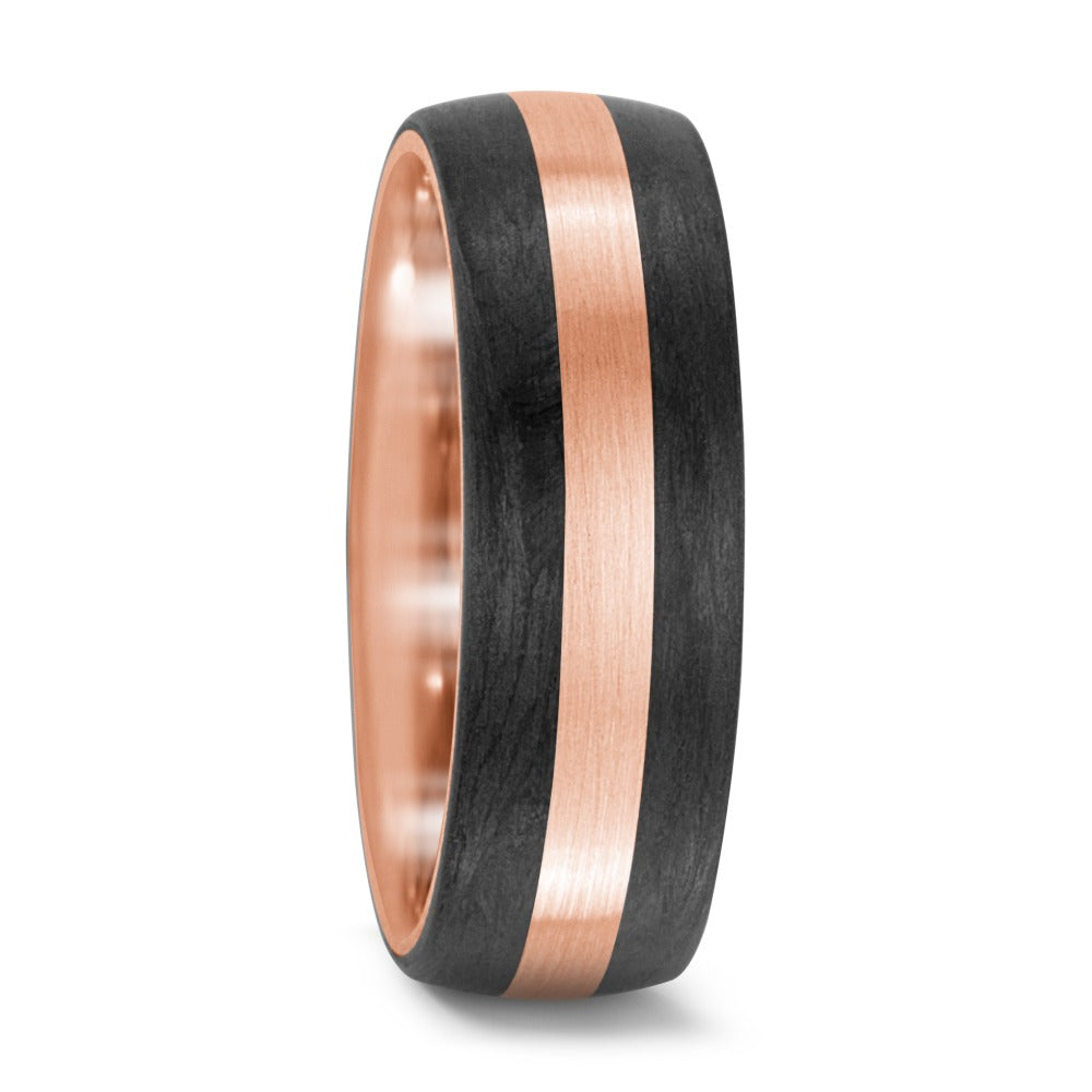 Partnerring 750/18 krt roségoud, Carbon