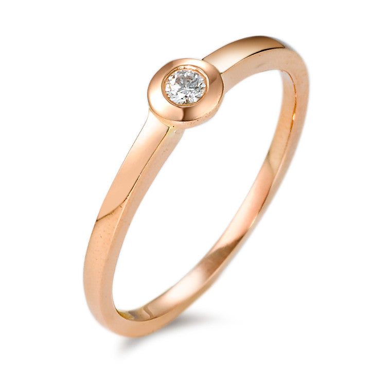 Solitaire ring 585/14 krt roségoud Diamant 0.10 ct, w-si