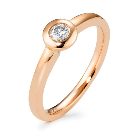 Solitaire ring 585/14 krt roségoud Diamant 0.15 ct, w-si