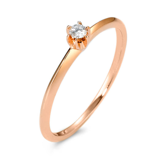 Solitär Ring 585/14 K Rosegold Diamant 0.05 ct, w-si