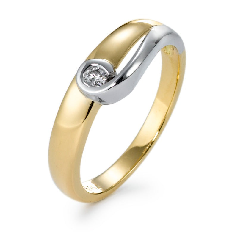 Ring 750/18 krt geel goud, 750/18K krt witgoud Diamant 0.05 ct, w-si