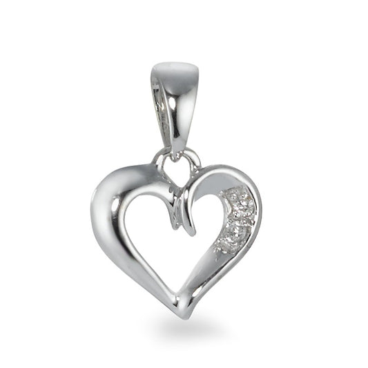 Pendentif Or blanc 18K Diamant 0.01 ct, 2 Pierres, w-si Coeur