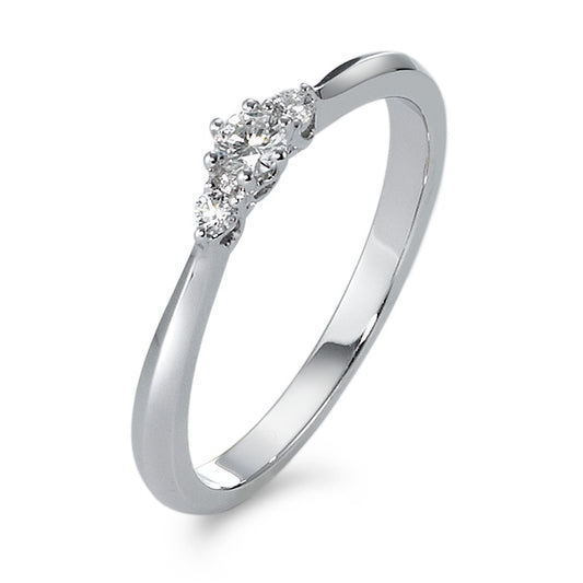 Ring 750/18K krt witgoud Diamant 0.14 ct, 3 Steen, w-si