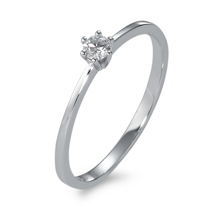 Solitär Ring 750/18 K Weissgold Diamant 0.10 ct, w-si