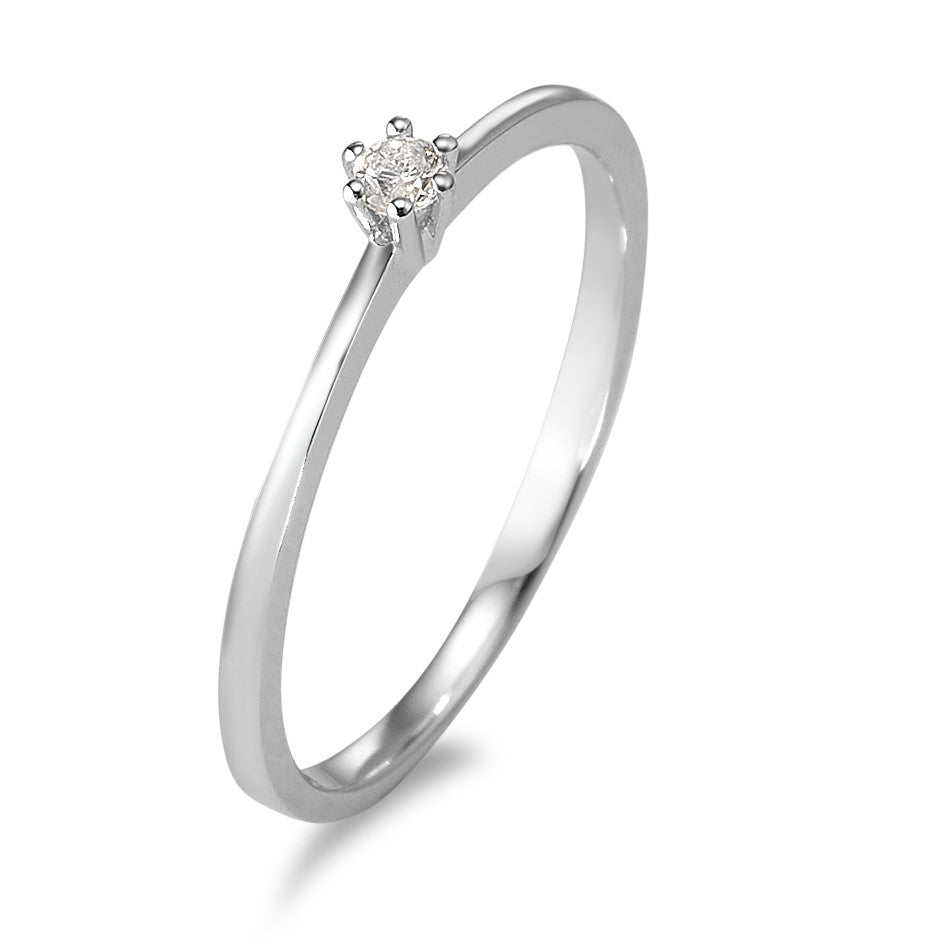 Solitaire ring 750/18K krt witgoud Diamant 0.05 ct, w-si