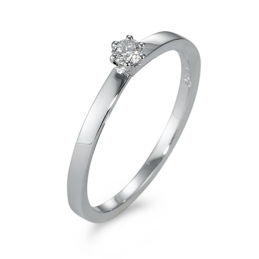 Solitaire ring 750/18K krt witgoud Diamant 0.10 ct, w-si