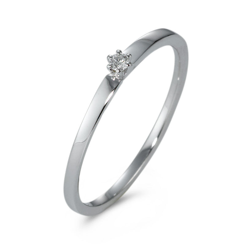 Solitaire ring 750/18K krt witgoud Diamant 0.03 ct, w-si