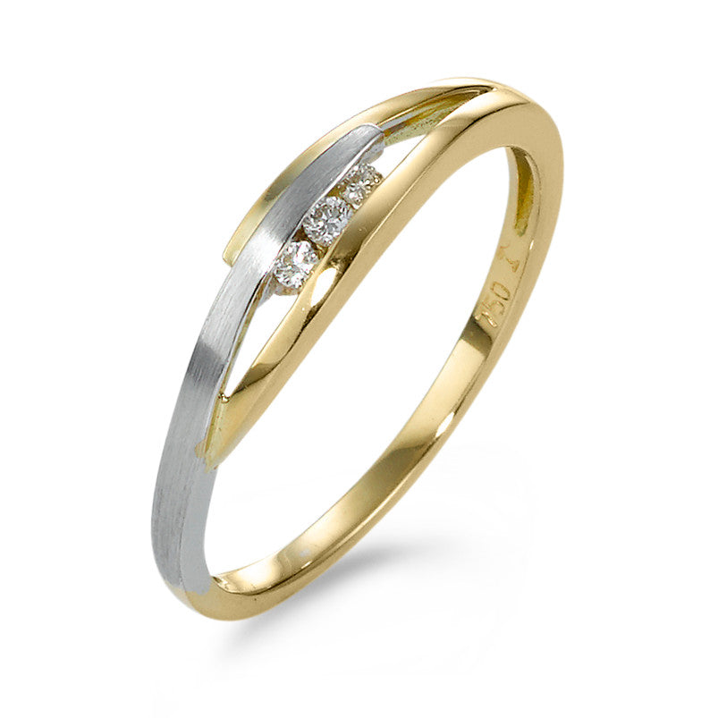 Bague Or jaune 18K Diamant 0.05 ct, 3 Pierres, w-si