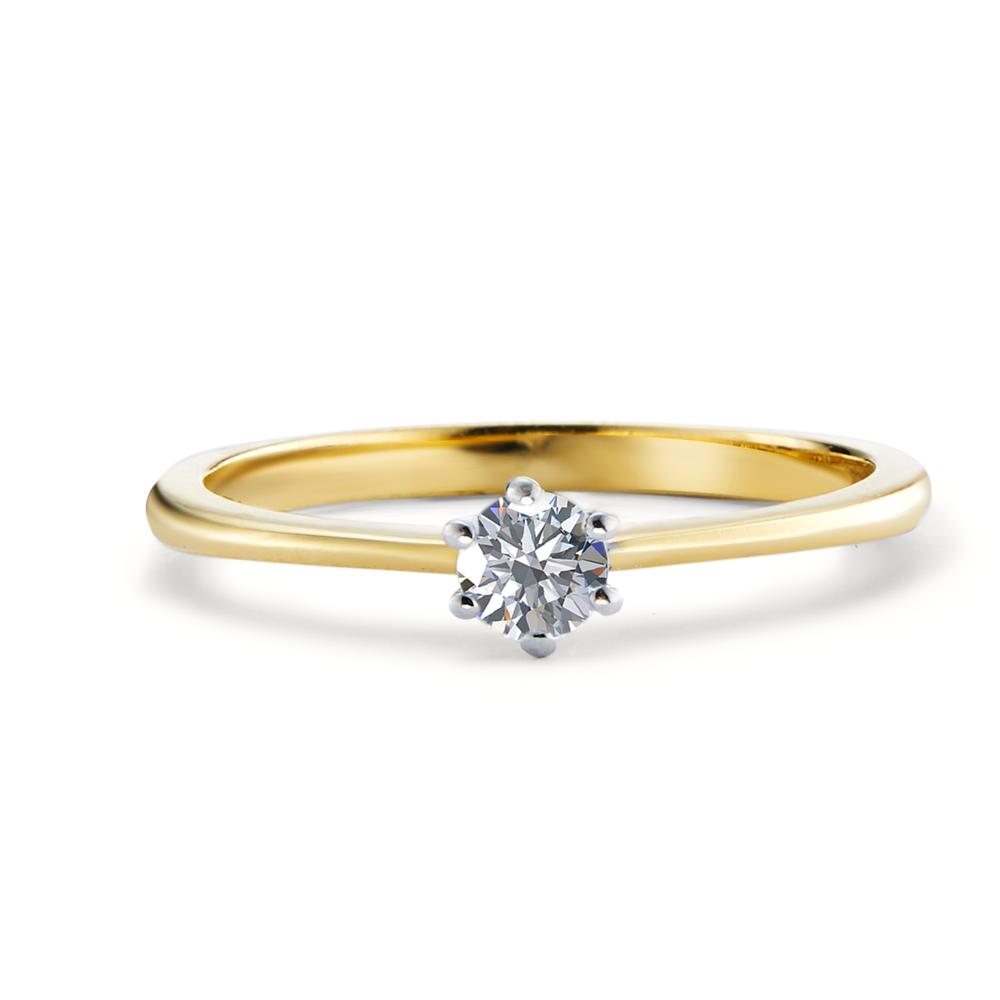 Bague solitaire Or jaune 18K, Or blanc 18K Diamant 0.15 ct, w-si