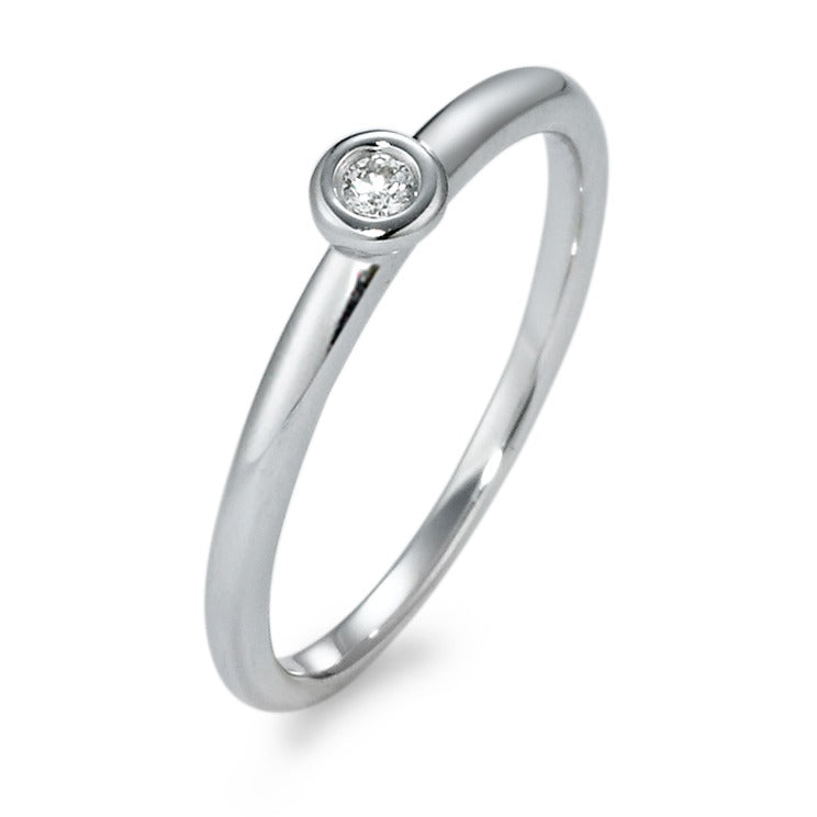 Solitaire ring 750/18K krt witgoud Diamant 0.04 ct, w-si