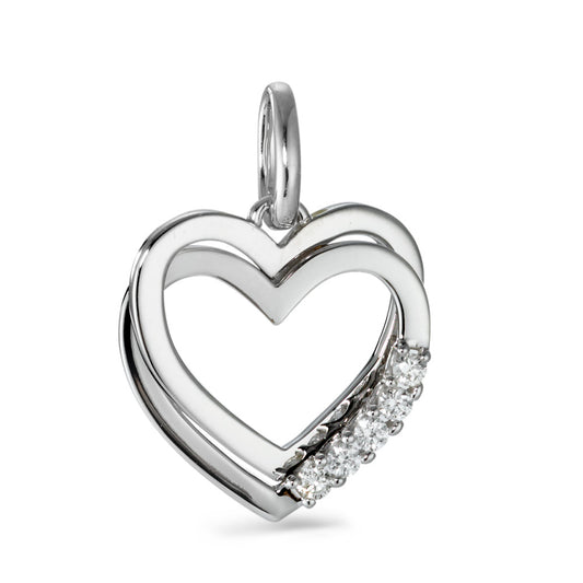 Pendentif Or blanc 18K Diamant blanc, 0.10 ct, 5 Pierres, brillant, w-si Coeur