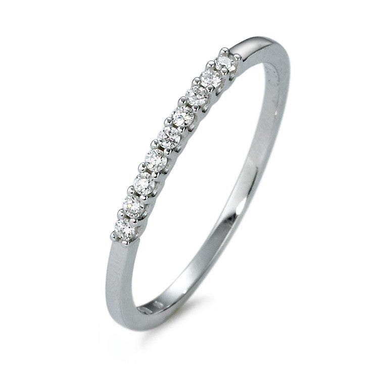 Memory ring 750/18K krt witgoud Diamant wit, 0.09 ct, 9 Steen, [Brillant], w-si