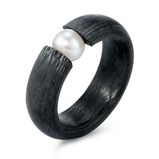 Bague Carbone perle d'eau douce