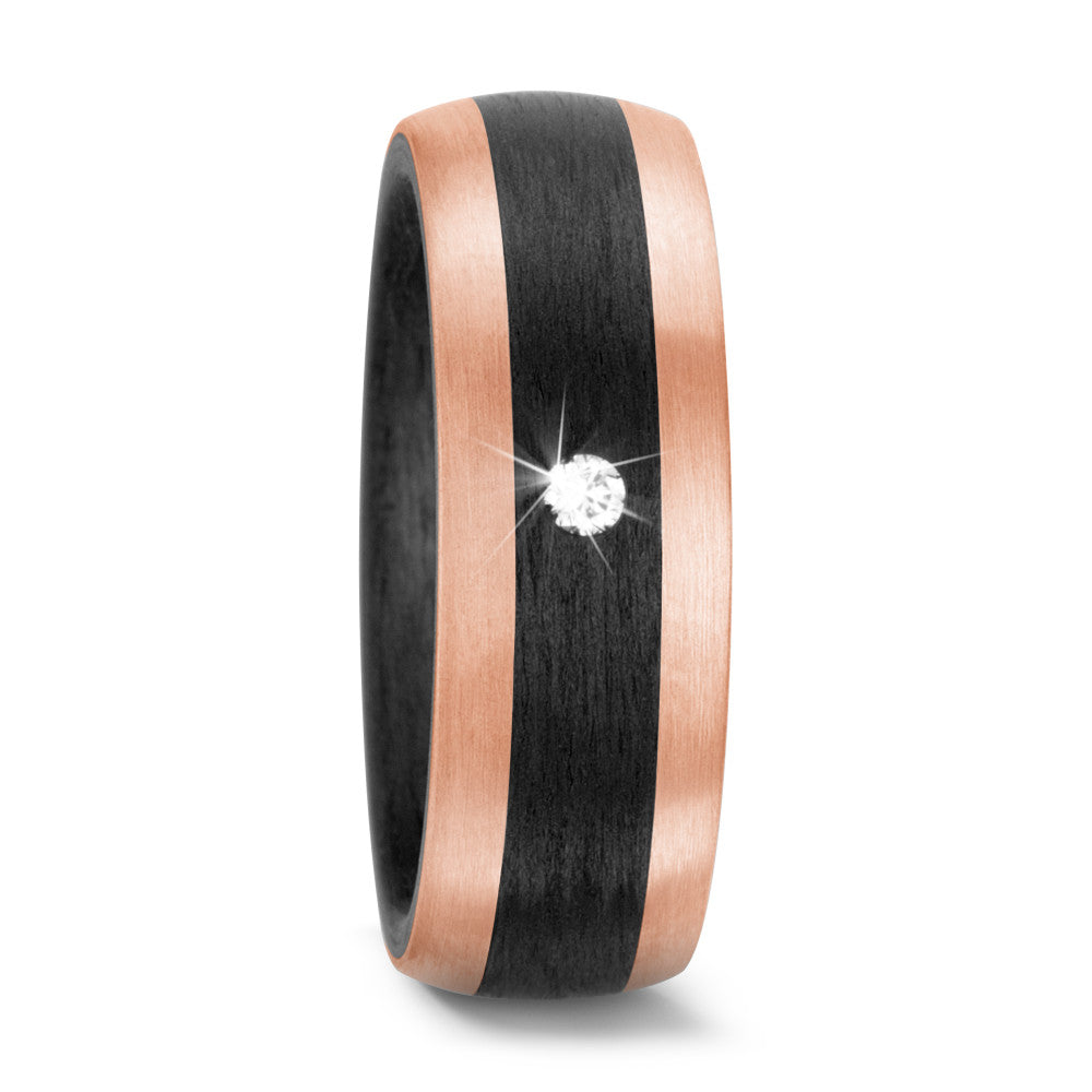 Partnerring 585/14 krt roségoud, Carbon Diamant 0.05 ct, w-si