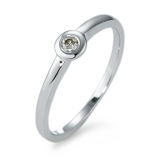 Solitaire ring 585/14 krt witgoud Diamant 0.05 ct, w-si