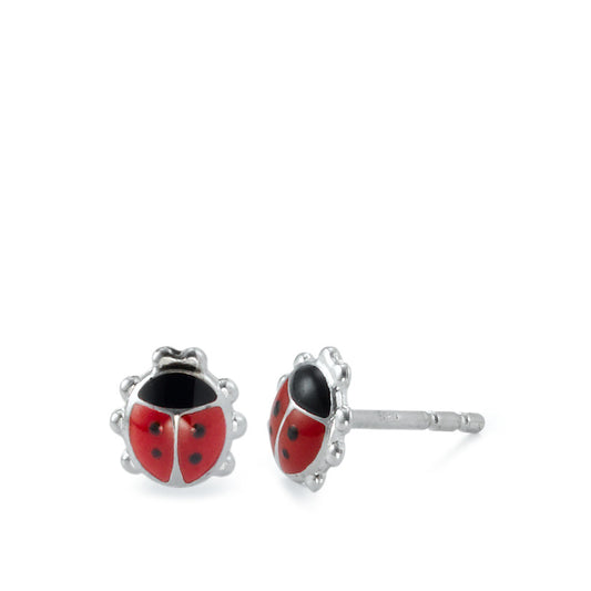 Clous d'oreilles Argent Rhodié Coccinelle Ø6 mm