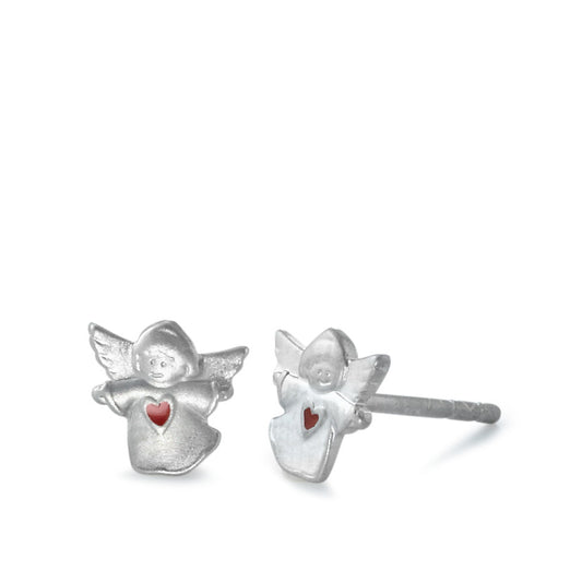 Clous d'oreilles Argent Rhodié Ange gardien Ø6 mm